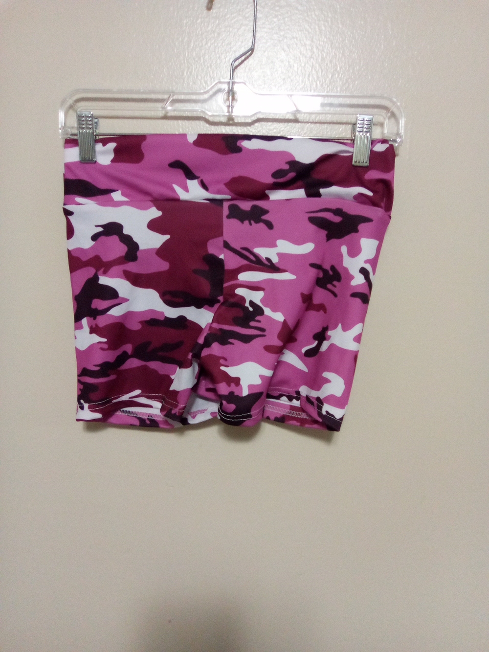 Unbranded Pink Camo High-Waist Stretch Shorts Medium A-12